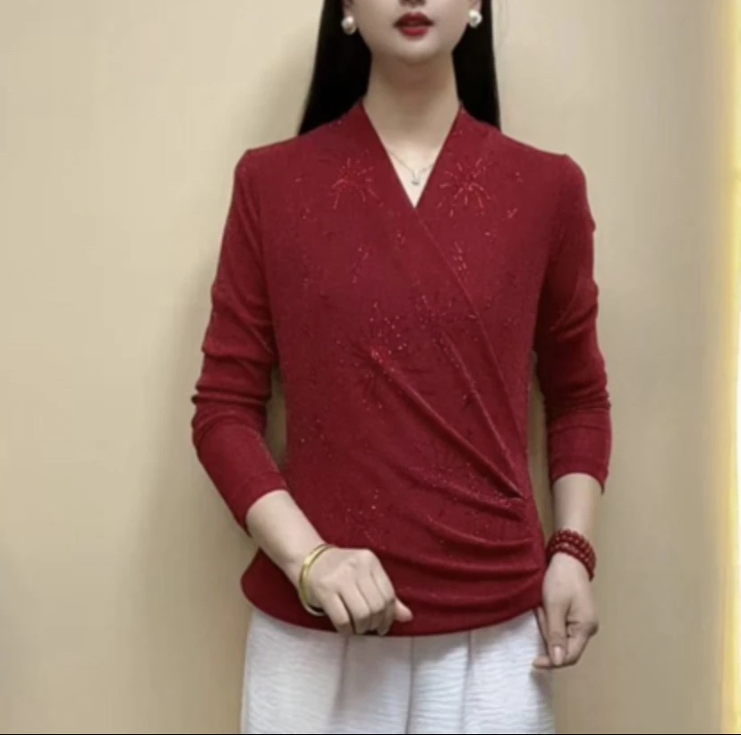 2025新品烫钻遮肉显瘦气质百搭小衫加厚加绒