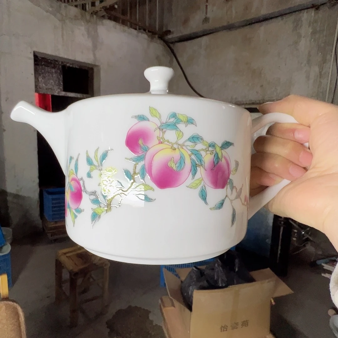 瓷景德镇高温陶瓷玉泥粉桃壶