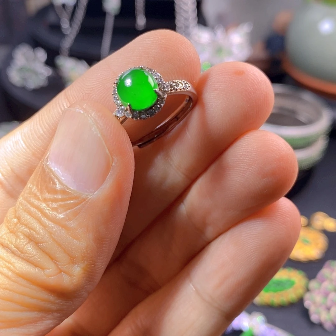 翡翠银S925镶嵌颈饰天然翡翠