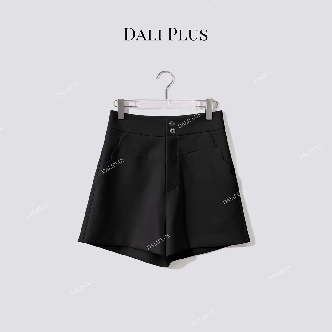 DALI PLUS“两粒扣西裤”休闲气质花边插兜剪裁轻奢短裤-D5LT2077