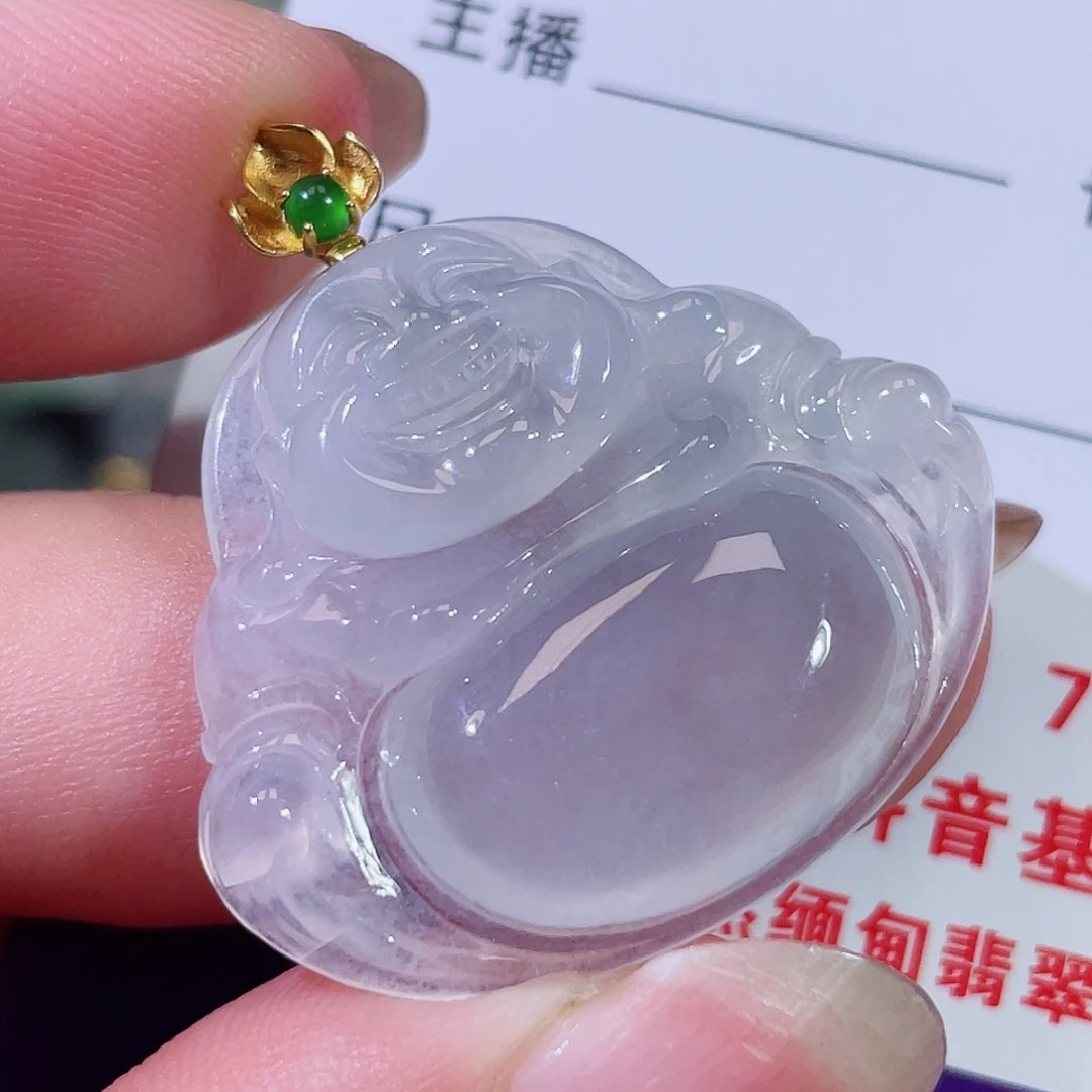 颈饰18K金镶嵌翡翠佛公