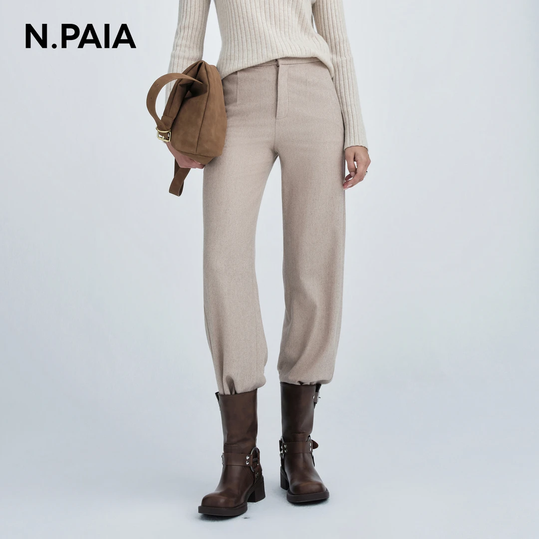 【艾钱钱精选】恩派雅羊毛羊绒直筒裤高腰西装裤女XWKIW6455A