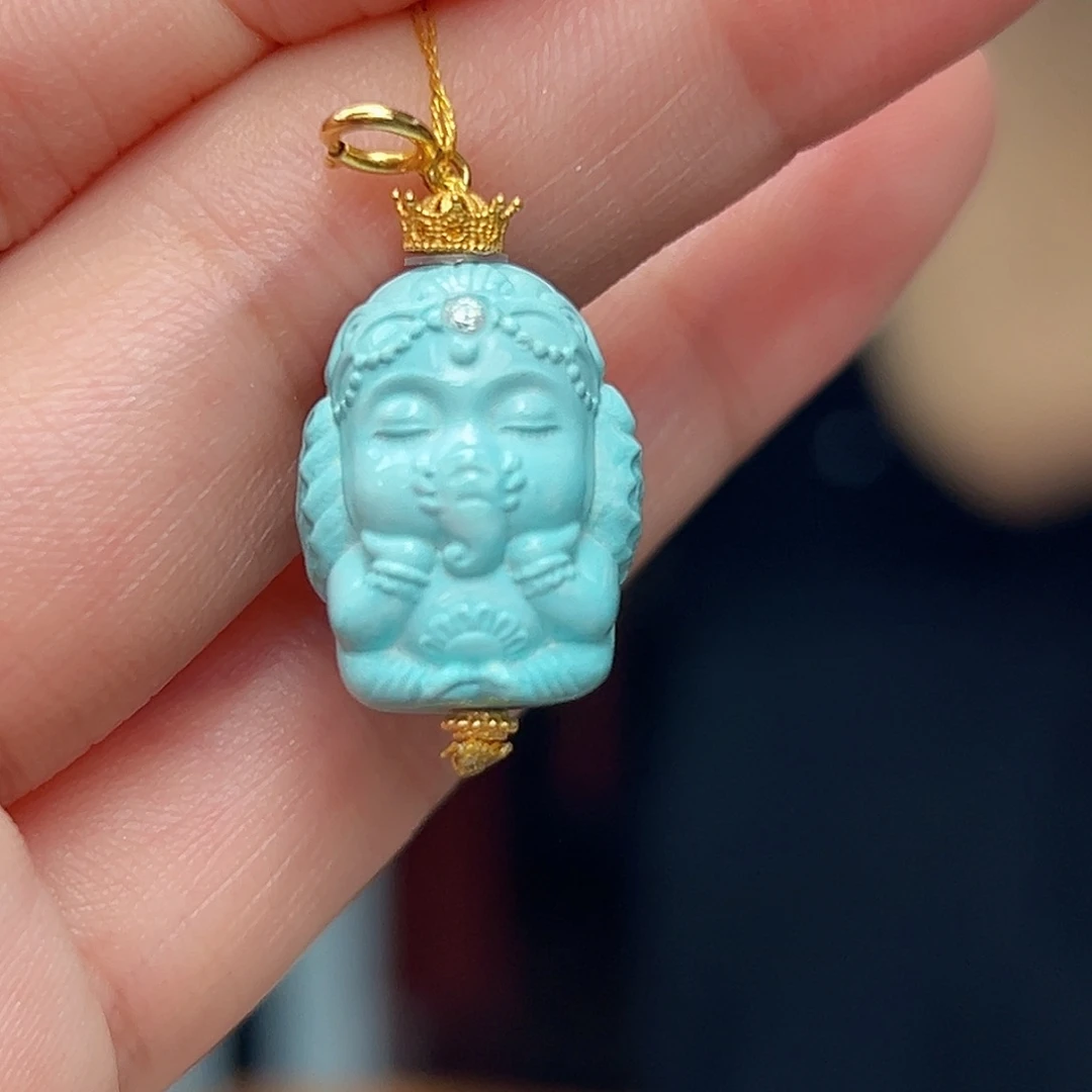 18K金镶嵌绿松石珠宝奇石