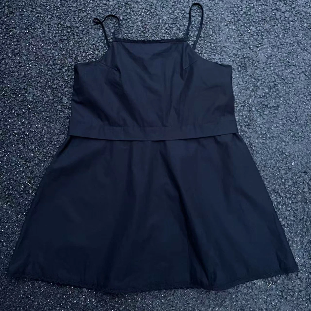 韩国货 无袖花边吊带黑色显瘦 夏季新款