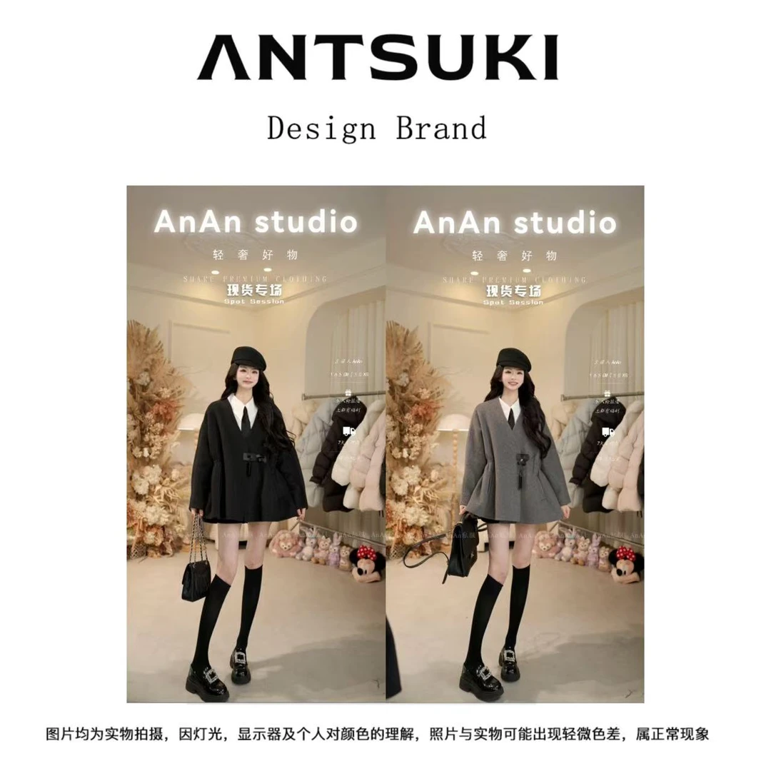 AnTsuki. 【冬日柏林】25春短款冬季宽松收腰显瘦毛呢外套气质8633