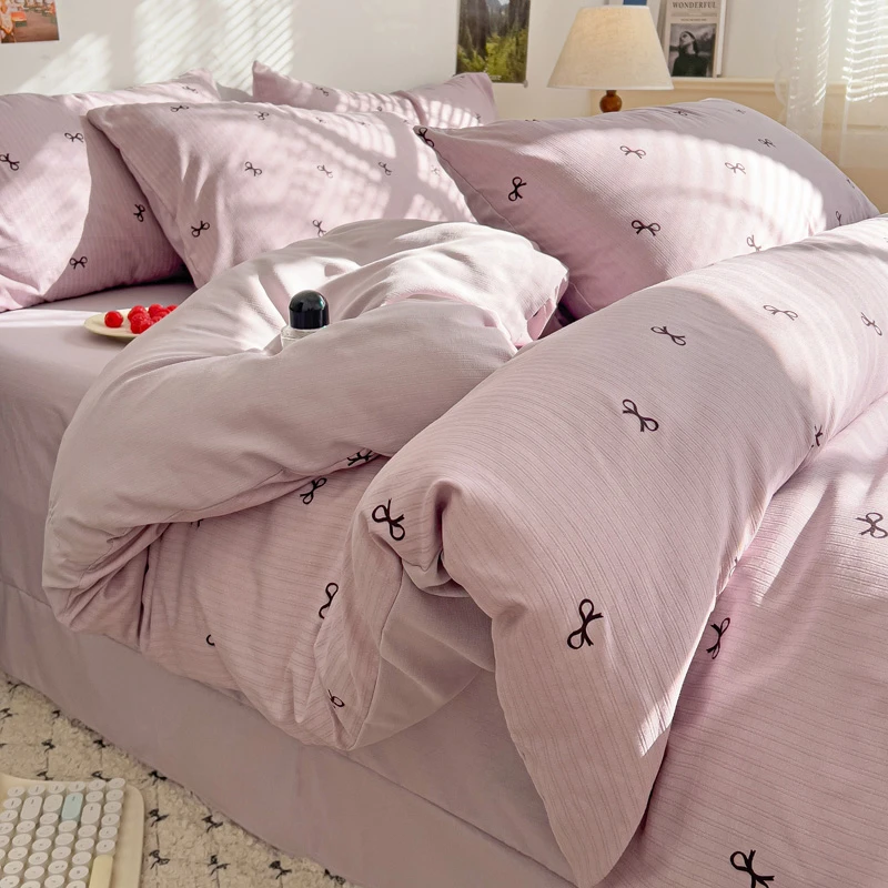 【结美】2025新款 韩式A类四季款有氧提花泡泡棉三四件套小清新