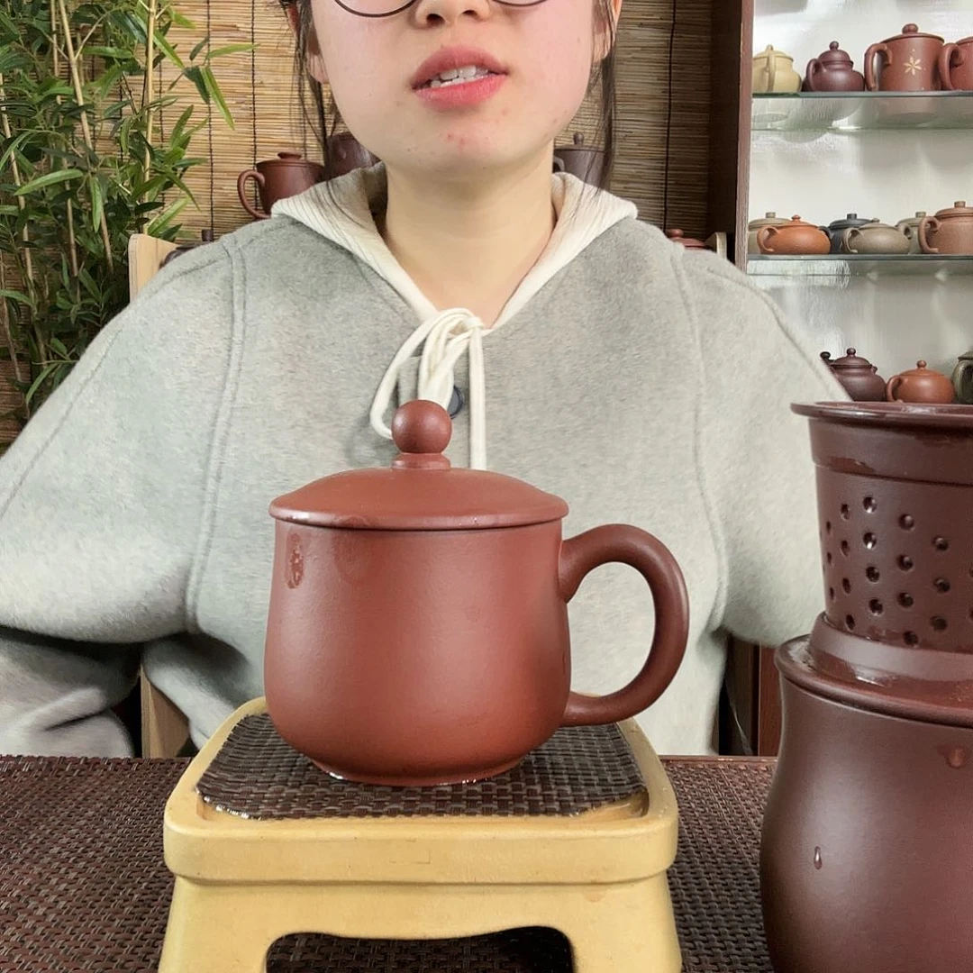 紫砂茶杯原矿共生矿小龙蛋办公杯没礼盒300CC