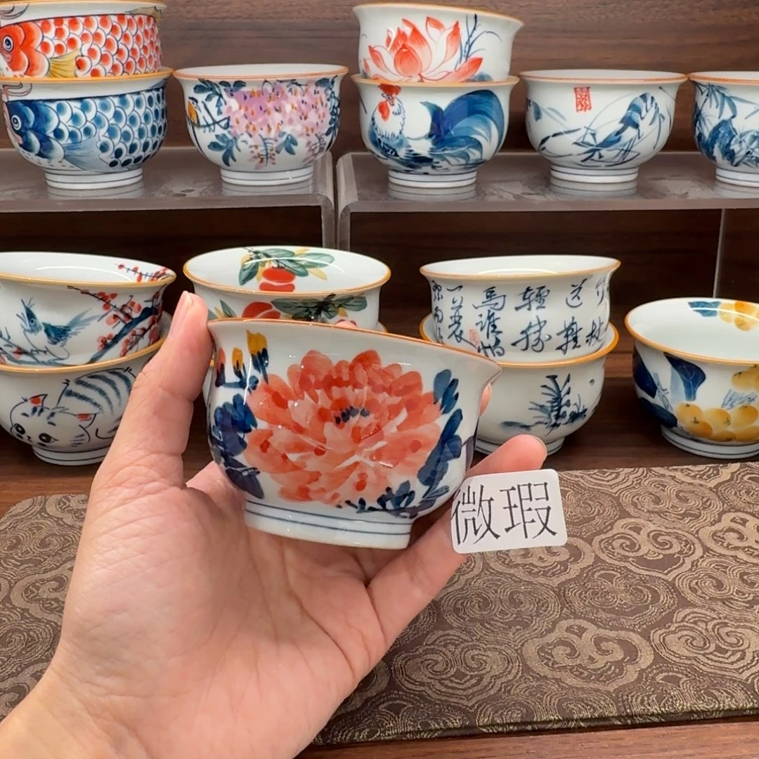 釉下手绘茶具微瑕