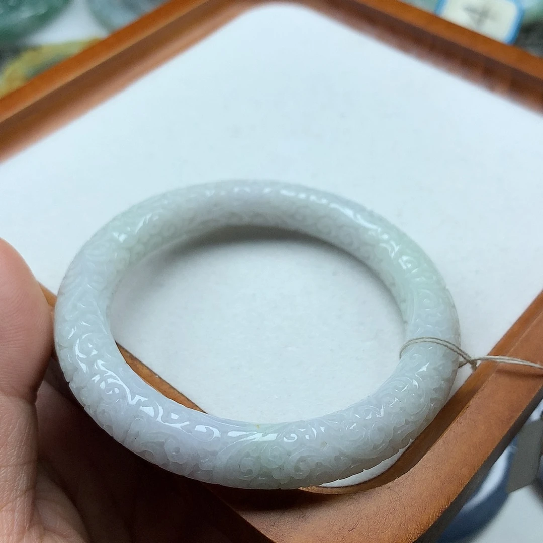 翡翠未镶嵌手镯复古风格54.8