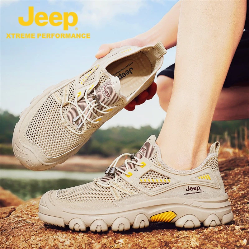 JEEP吉普运动鞋男鞋春季软底网面鞋子男士2025新款登山休闲鞋男款