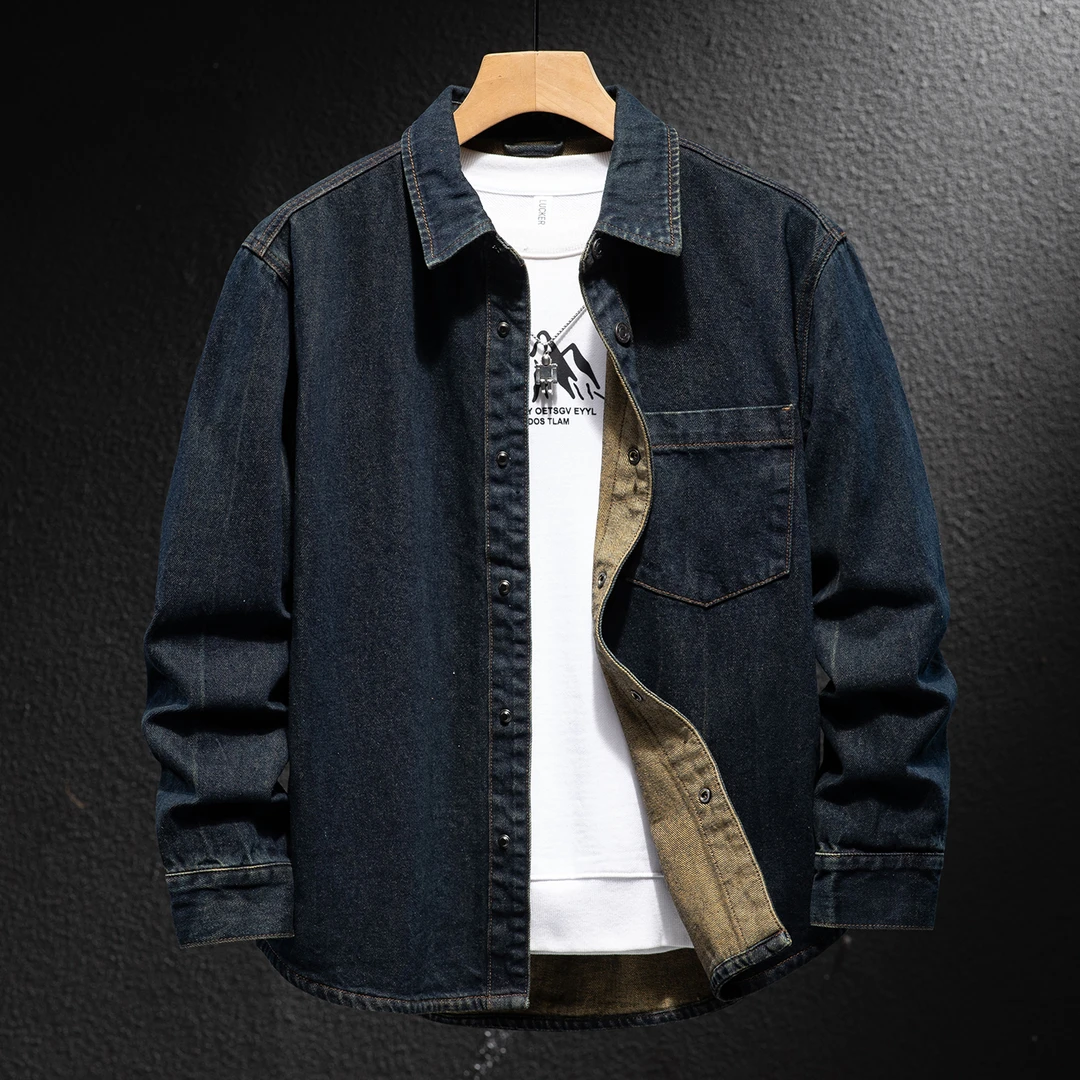MR.MUDI/穆迪先生美式水洗牛仔衬衫男新款长袖百搭秋季夹克外套潮