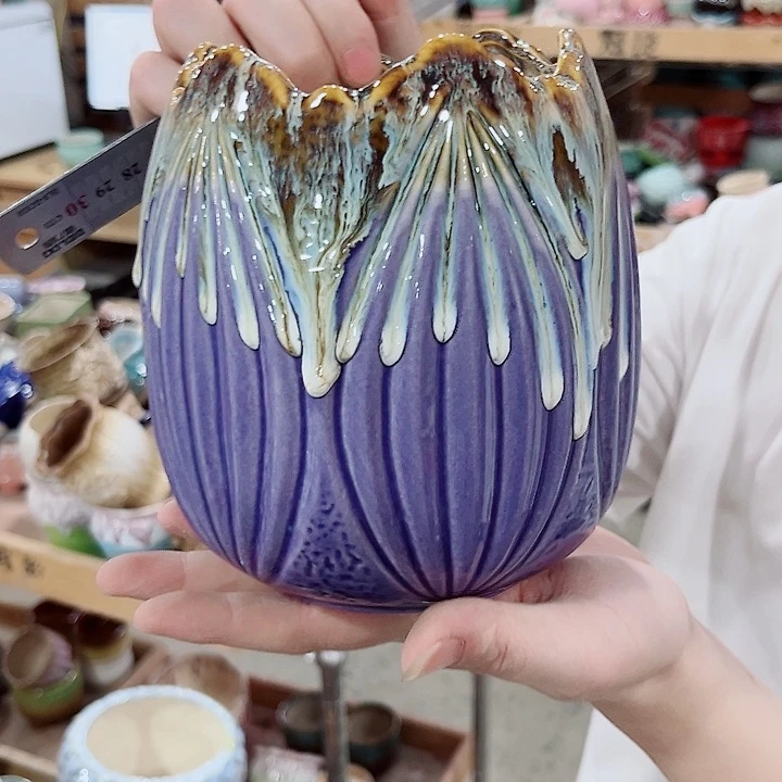 有孔.凑单10元陶瓷花盆发货！