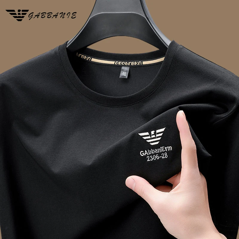 GABBANIE高贵上档次男士夏季透气棉质短袖t恤时尚薄款半袖圆领T恤