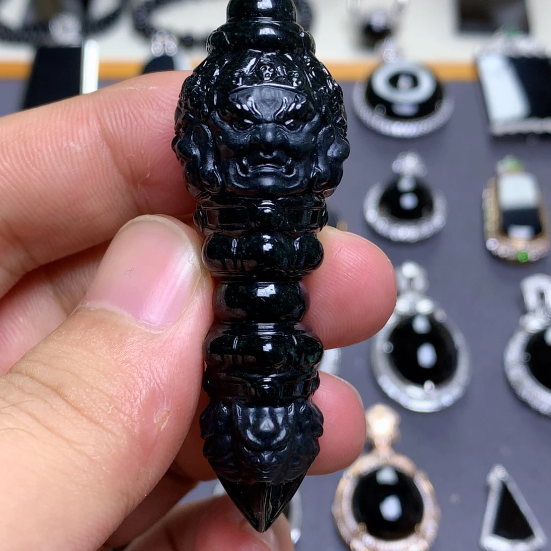 颈饰未镶嵌翡翠墨翠金刚杵