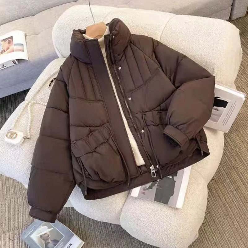 冬款新款时尚洋气简约立领加厚保暖外套面包服外套棉服女ZB159