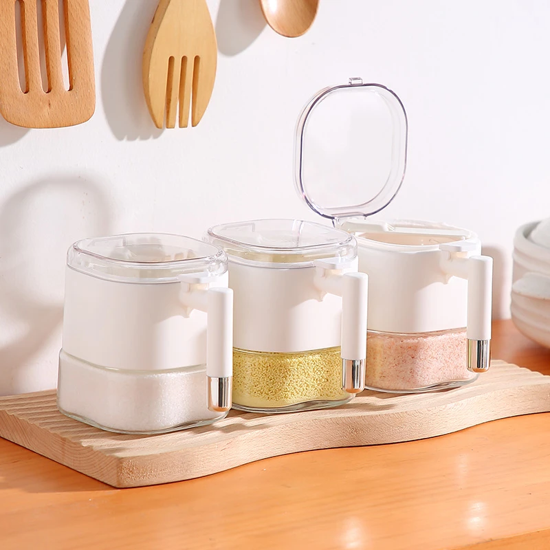 高档调料罐家用厨房调料盒盐罐密封防潮玻璃罐糖罐定量调味瓶套装