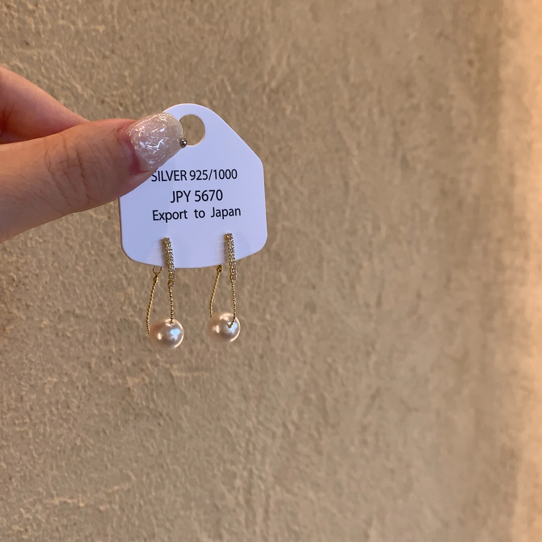 合金锆石耳饰 金色耳圈轻奢气质珍珠耳坠前后戴耳环高级感饰品