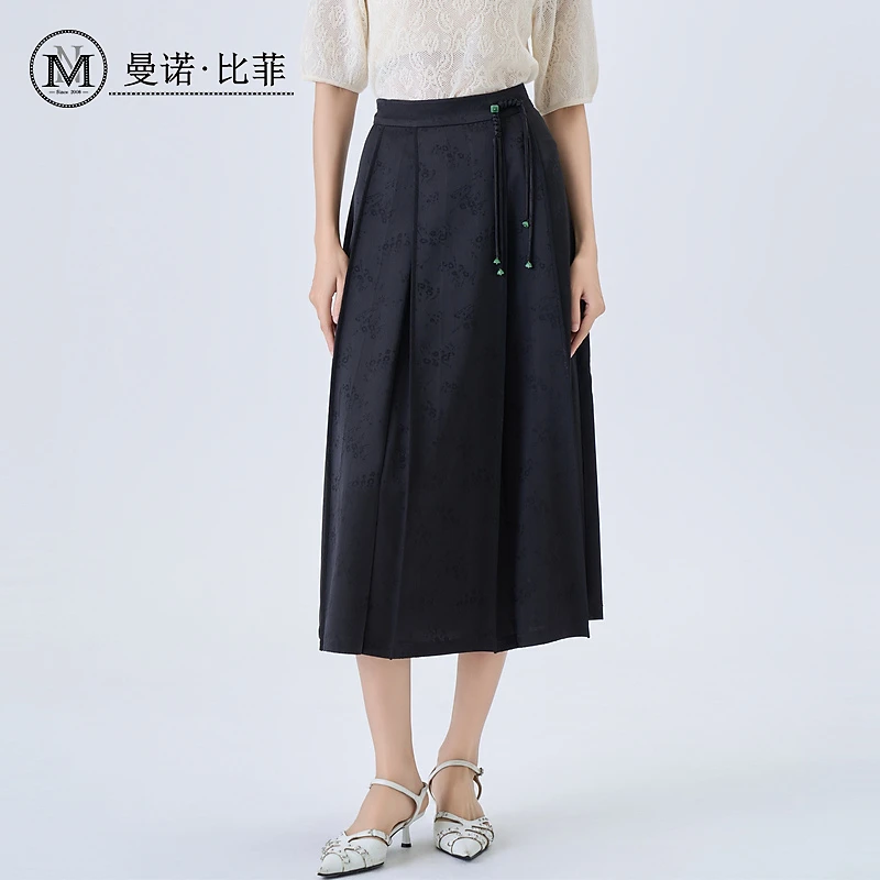 【小云总专享】新中式提花半身裙高腰复古MFEQ151006