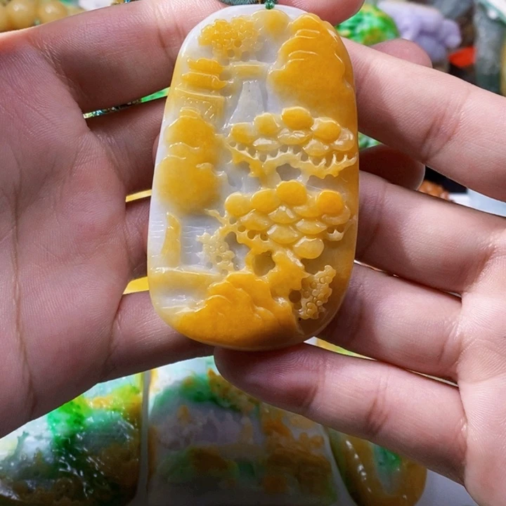 未镶嵌定制翡翠翡翠山水牌