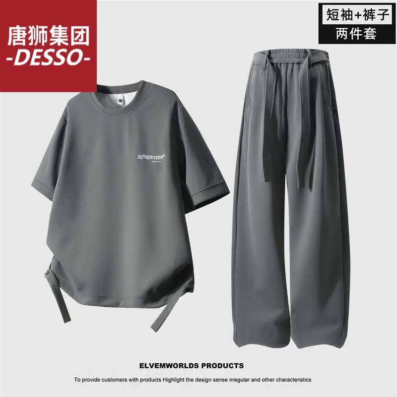 唐狮集团DESSO男士2025新款潮牌圆领宽松休闲印花百搭痞帅男款上