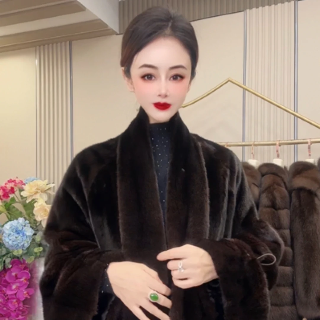 ZX1皇家贵夫人冬季新款时尚韩版围巾皮草大衣外套BLG-衣长120cm