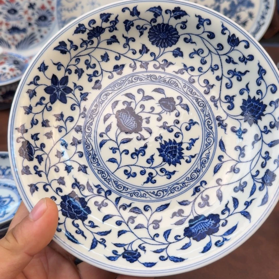 陶摆件四季花卉湖承手绘