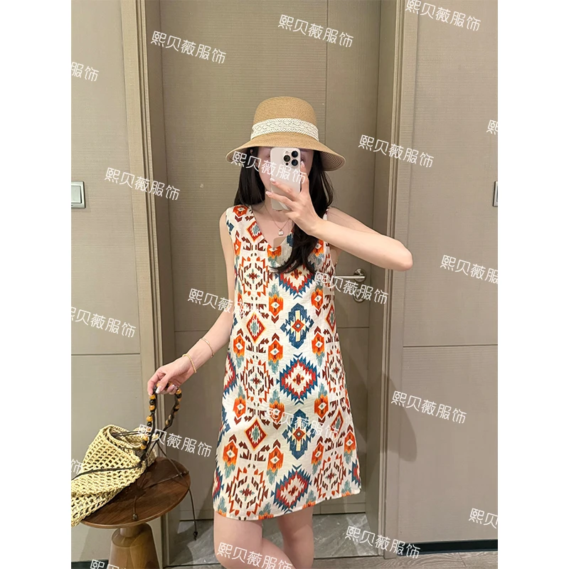 熙贝薇3 【田园之夏】欧货民族风碎花裙无袖显瘦夏季连衣裙 G7796