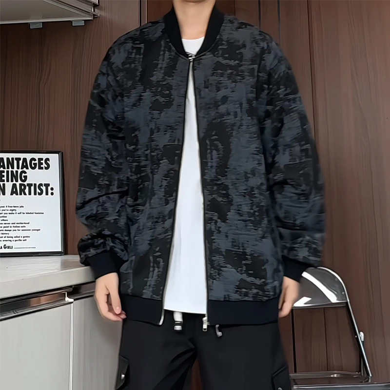 扎染棒球服夹克外套男早秋2025新款潮流痞帅气高级感外衣大码秋装