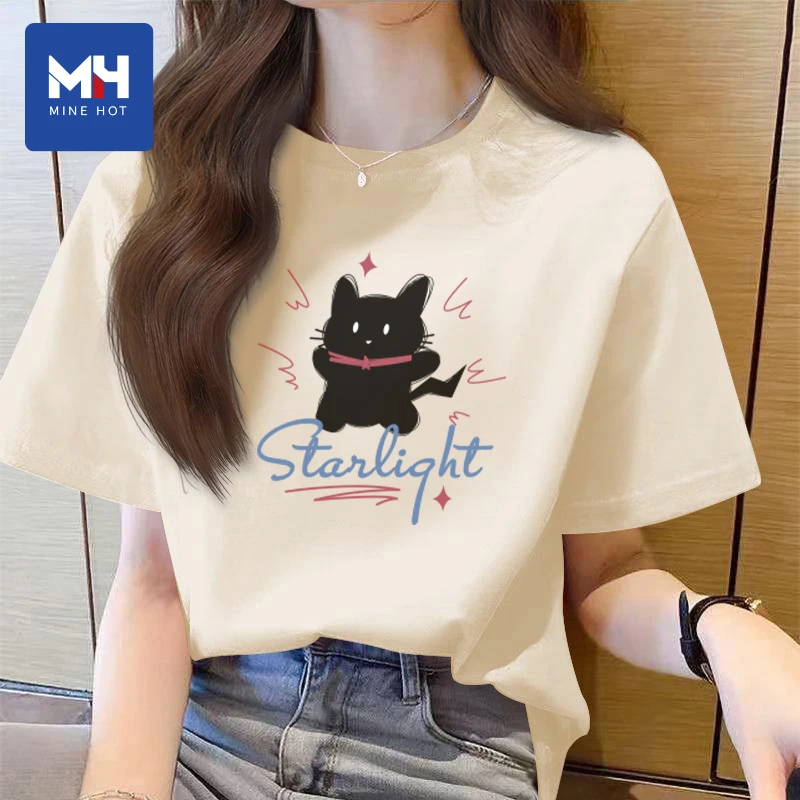 唐狮集团MH纯棉短袖t恤女2025新款夏季半袖胖mm大码休闲装上衣H