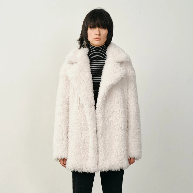 U/TI 毛毛翻领气质外套百搭休闲时尚舒适保暖设计师冬季精致外套