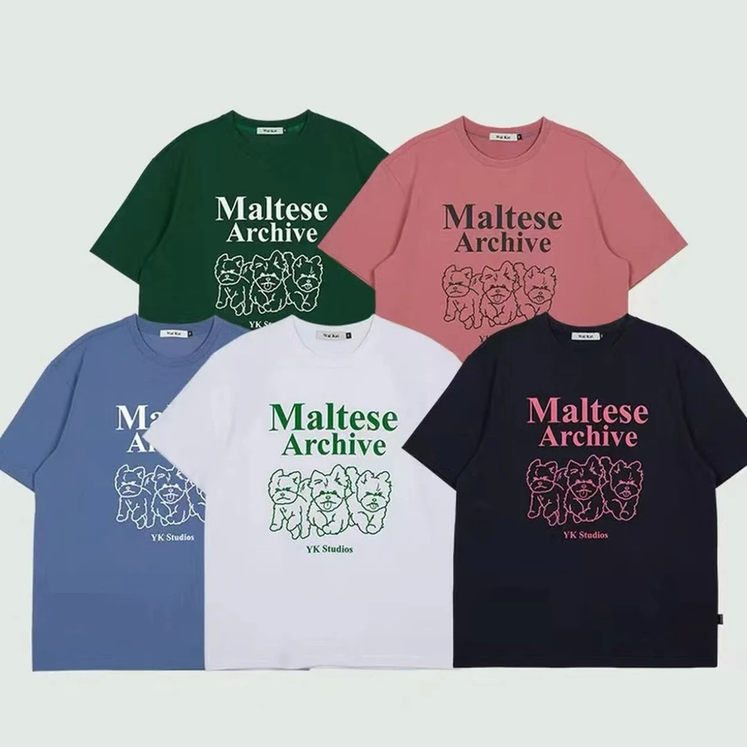 BottleMarchen-设计师WaiKei线条狗狗夏季圆领休闲短袖t恤-032