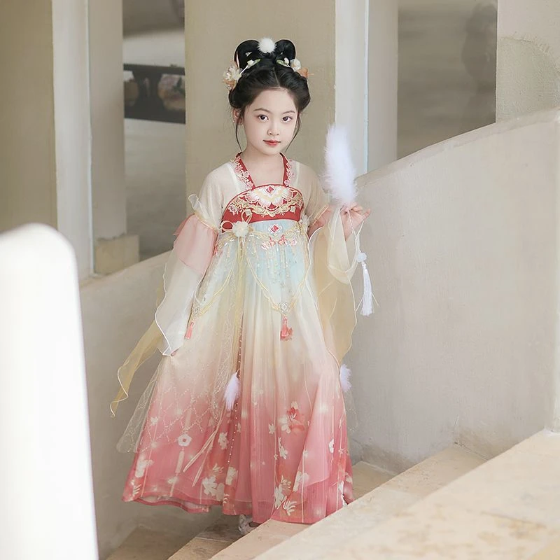 汉服女童春秋款2025新款儿童中国风唐装新中式古风春款连衣裙新春