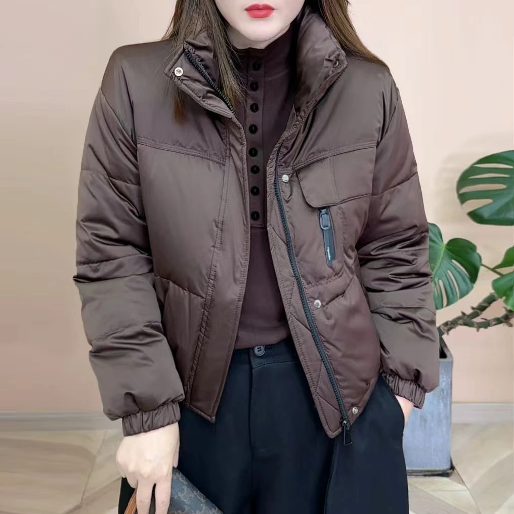 2025冬季新品时尚百搭羽绒设计感加绒保暖女士长袖外套上衣8323