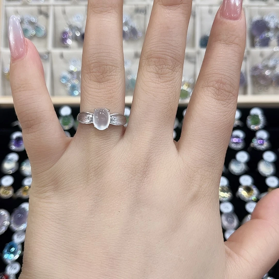 岫玉银S925镶嵌戒指