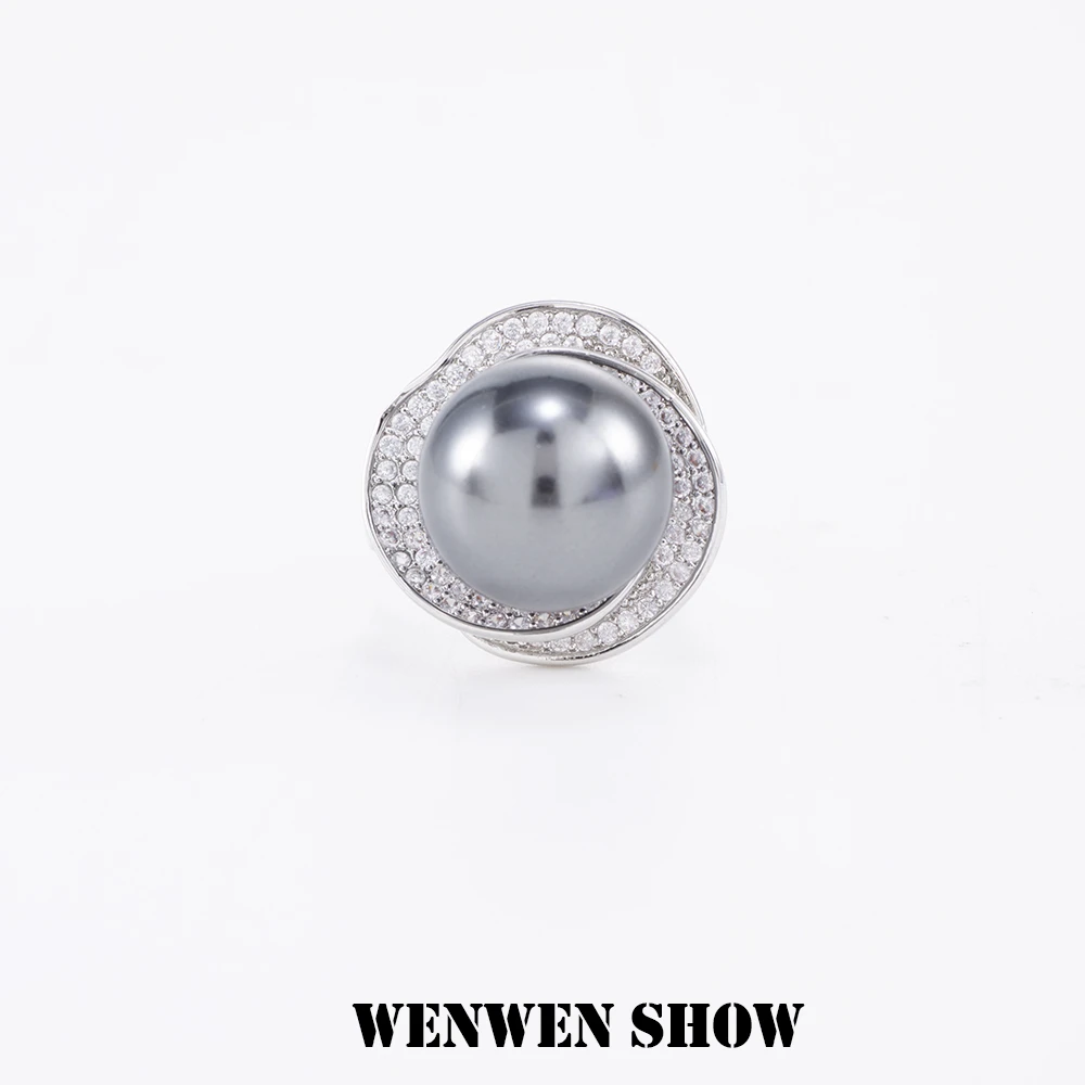 铜合金仿珍珠戒指 WENWENshow 玫瑰之吻花朵戒指