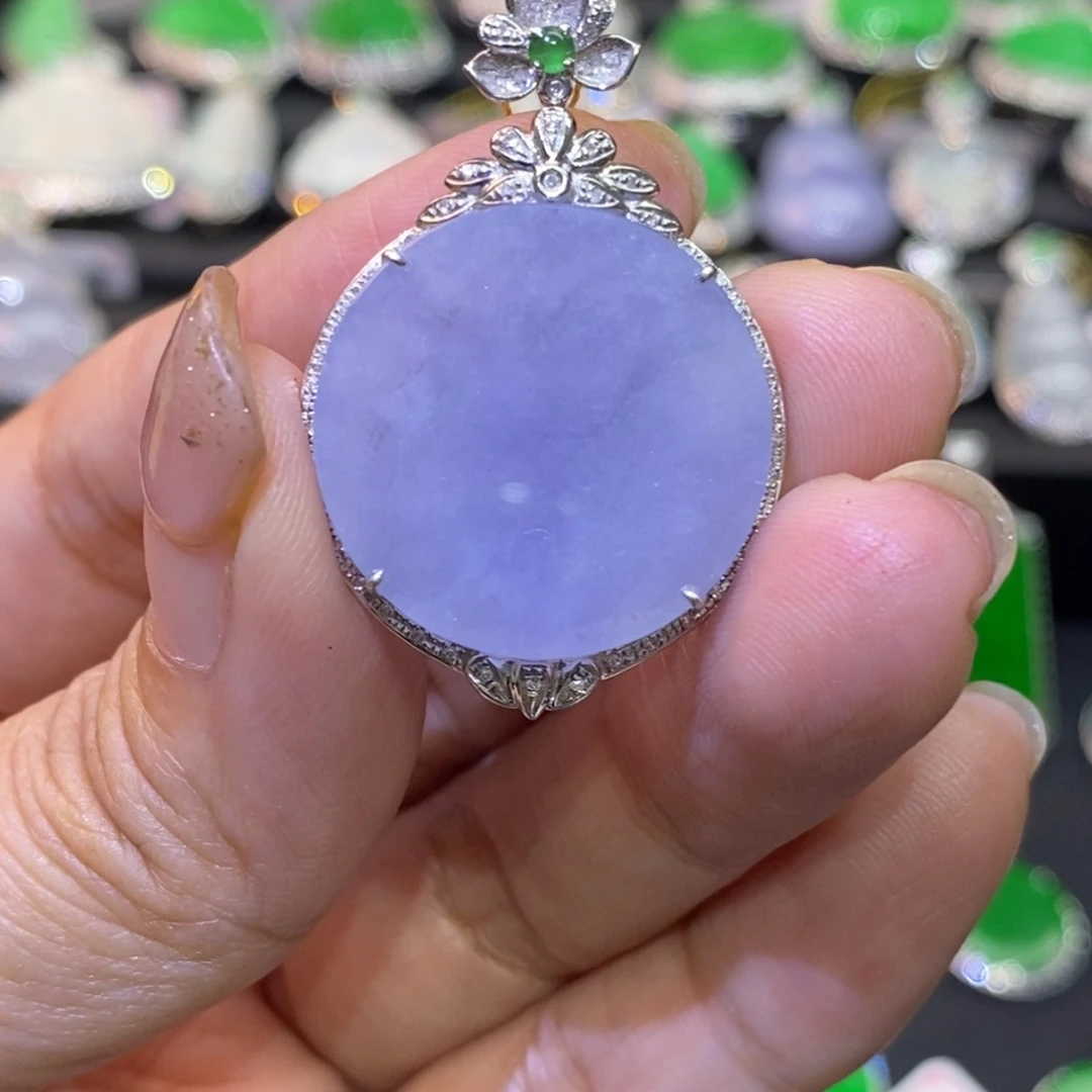 翡翠18K金镶嵌吊坠(不含链)