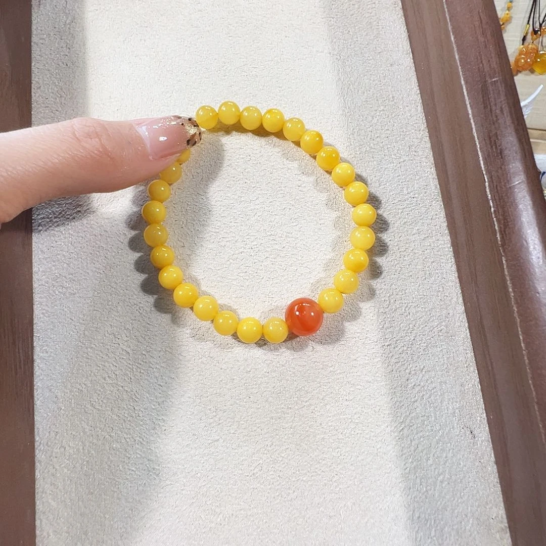 蜜蜡未镶嵌手链蜜蜡6.9mm