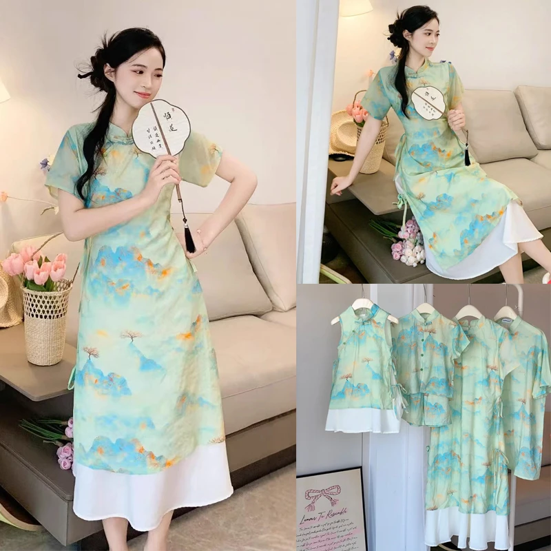 亲子装国风新中式旗袍母女连衣裙夏装2025婴儿女童古风汉服潮8847