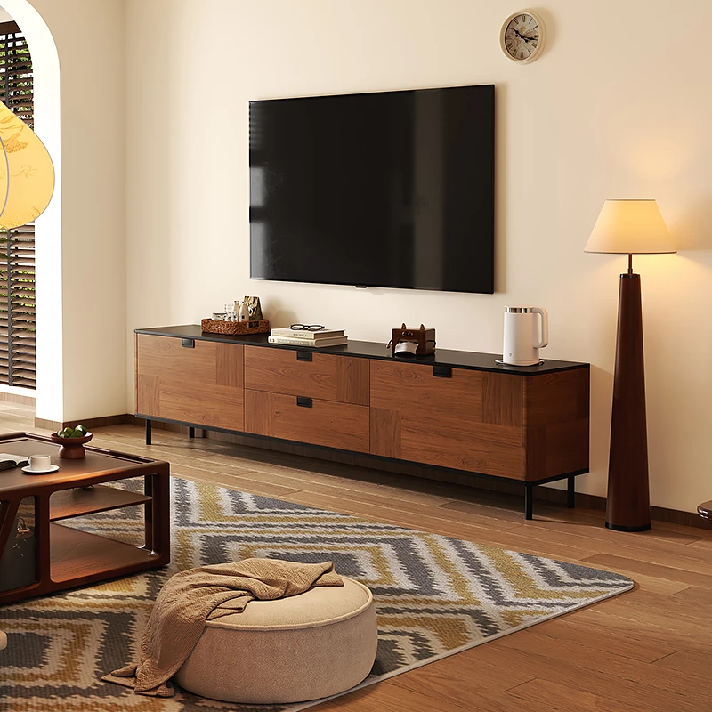 【秋痕系列】中古风实木电视柜客厅小户型储物柜美拉德风格电视机柜