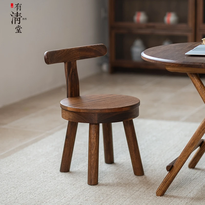有清堂新中式旋转实木旋转儿童成人通用小椅子升级款乌金木