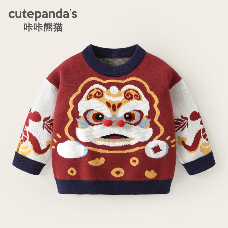 【清仓】婴儿衣服新年毛衣冬装秋冬宝宝儿童拜年服上衣Y8890