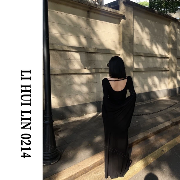 LIHUILIN/百搭腰封披肩+V领宽松连衣裙套装