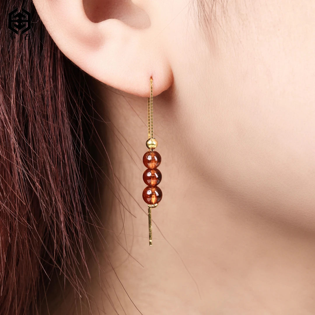 【举石饰品】X06-H9-139石榴石耳饰（一对/多样性发/约4mm+）R