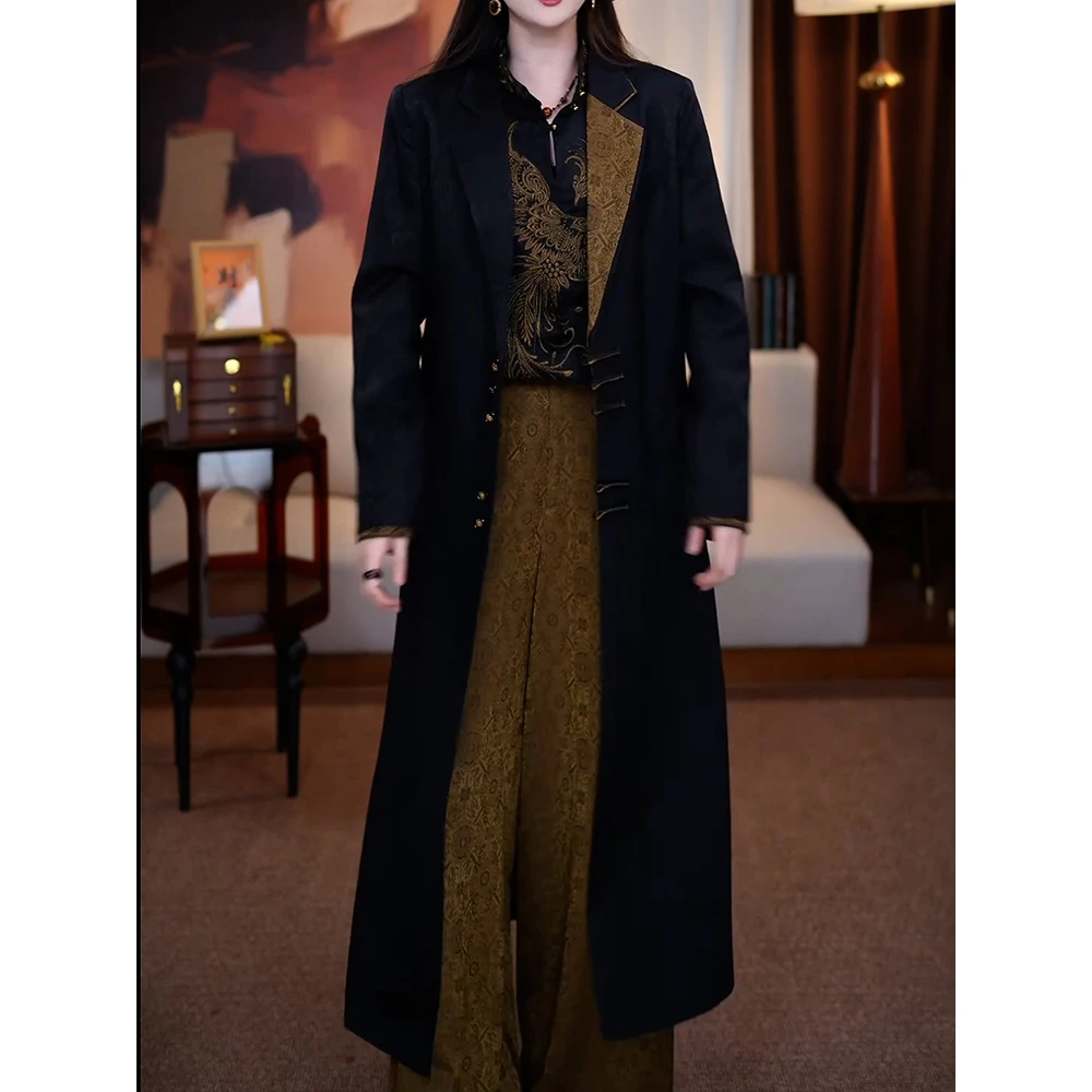 国风高端大气中长款风衣2025秋新洋气质干练减龄宽松遮肉廓形外套