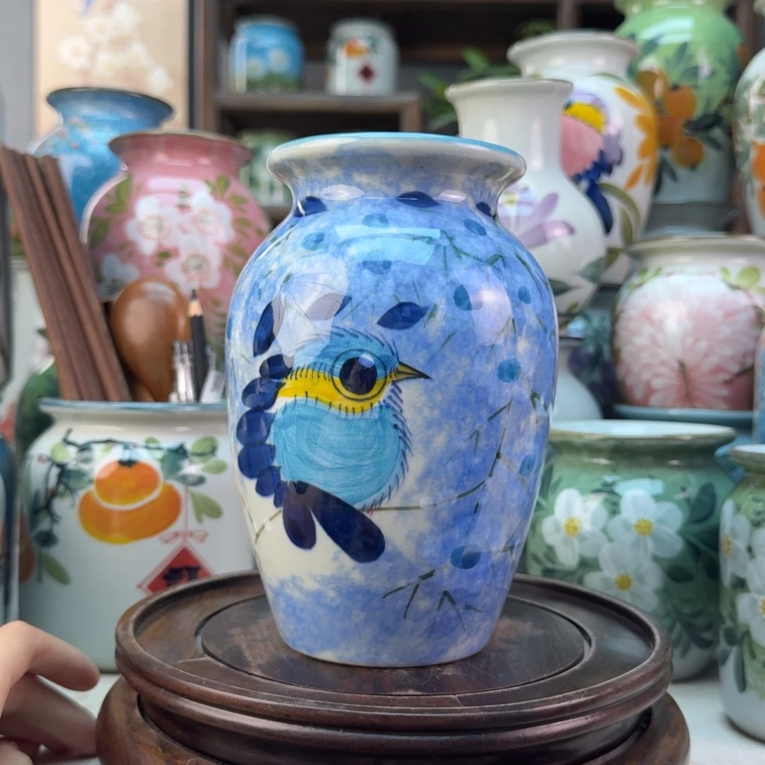 景德镇陶瓷手绘花瓶无孔