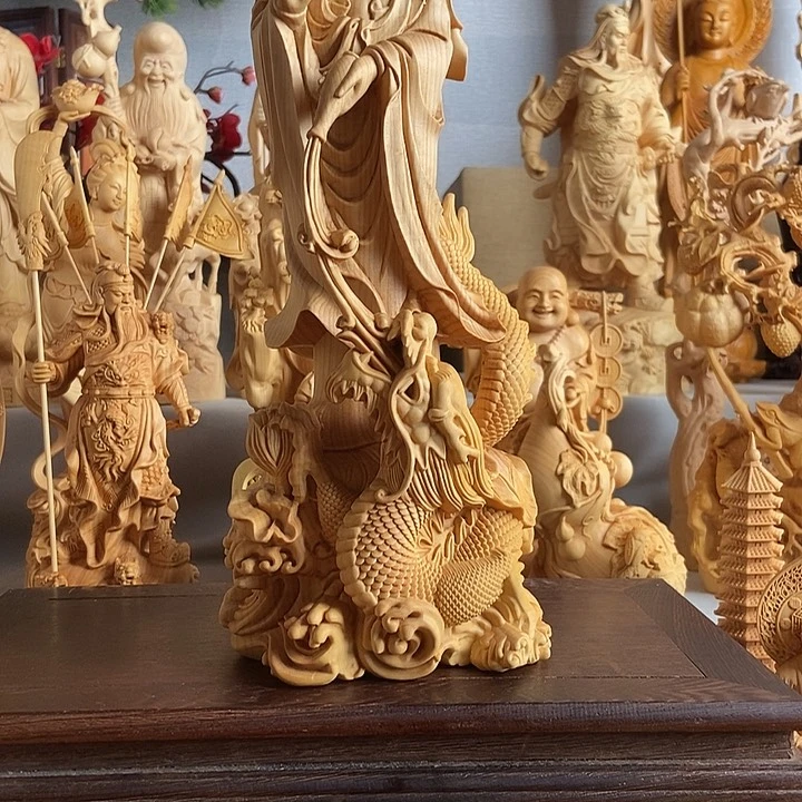 黄杨木再**湖小叶黄杨木雕龙观音30高