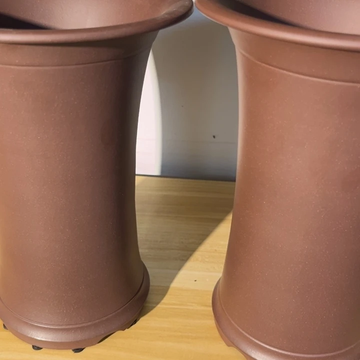 汤***爸花盆紫砂  全手工天青一对