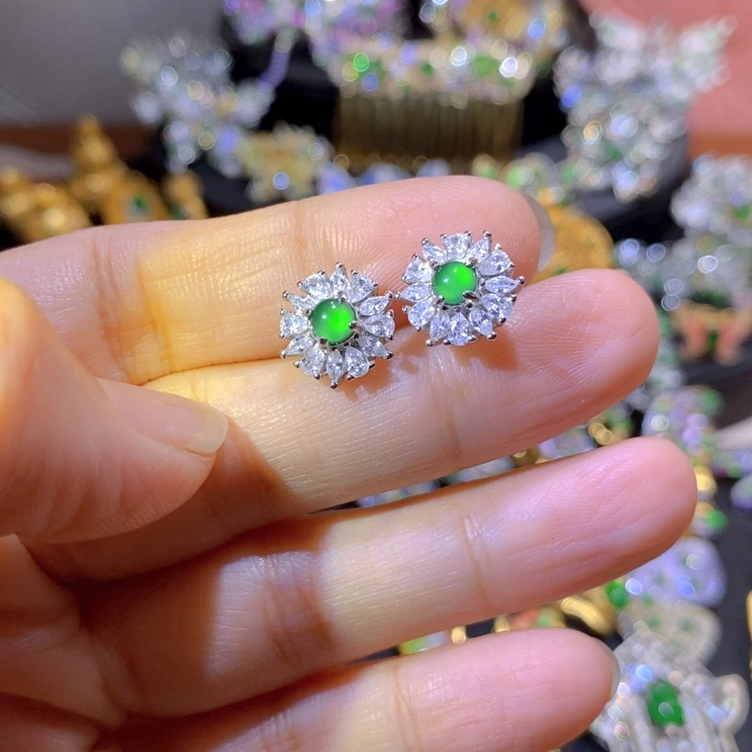 吊坠(不含链)银S925镶嵌翡翠