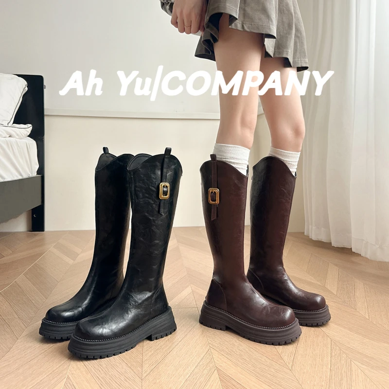 欧美风胖mm长筒靴女厚底粗腿骑士靴2025新款大筒围高筒大码女靴子