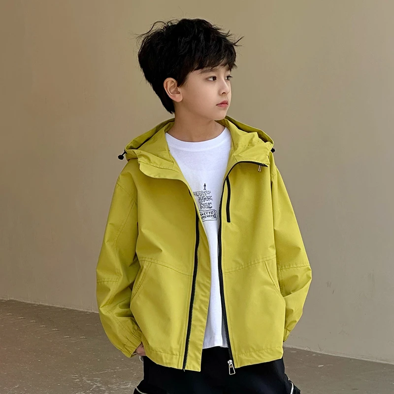 男童冲锋衣春秋款2025新款儿童秋装外套宽松中大童连帽上衣秋季潮
